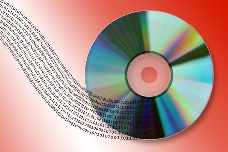 Digital information flow from compact disk (High resolution 3d render)