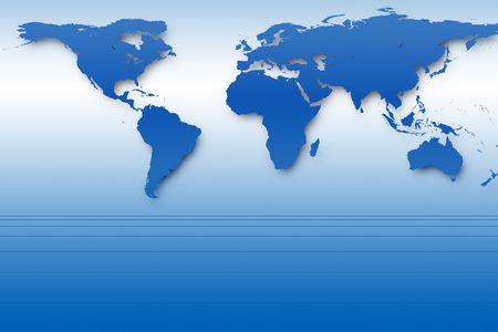 Abstract background with blue world map and perspective linesの写真素材