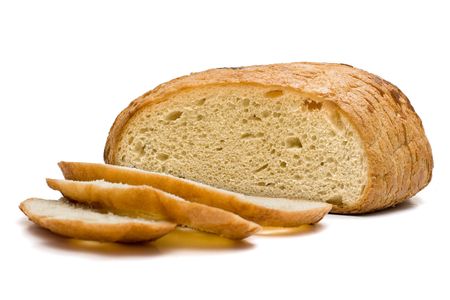 Sliced white bread and several slices (isolated on white)