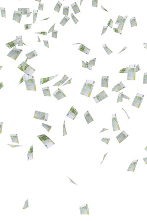 Money rain of 100 euro banknotesの写真素材