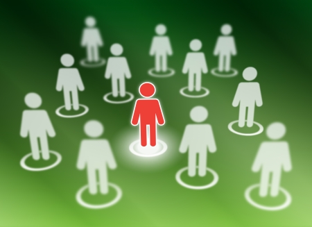 Schematic view of a social networking members on greenのイラスト素材