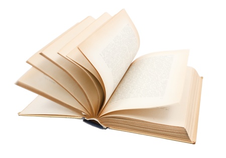 Fast turning the pages of old bookの写真素材