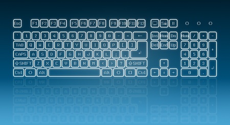 Touch screen virtual keyboard, glowing keys and reflection on blue backgroundのイラスト素材