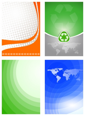 Set of four vector backgrounds with sample textsのイラスト素材