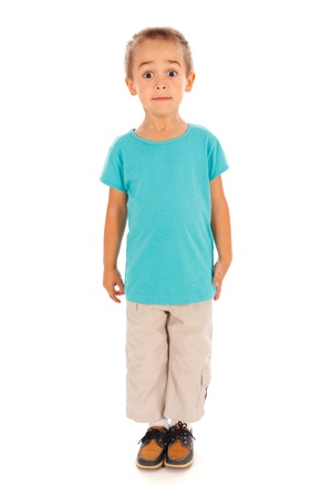 Funny little boy mime scared expressionの写真素材