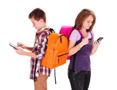Kids back to school with tablet and smartphoneの写真素材