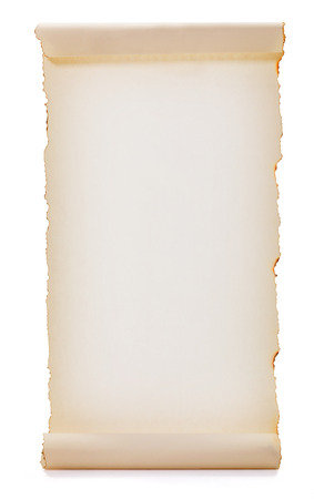 Blank rolled paper with burned edgesの写真素材