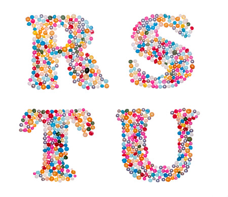 Letter set made of colorful sprinkles - capital letters R S T Uの写真素材