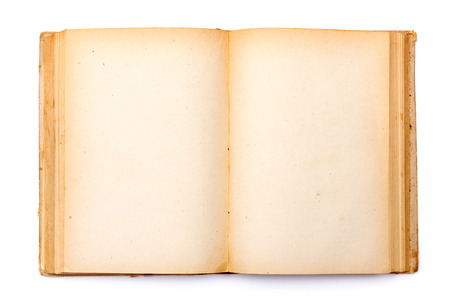 Top view of old book with empty yellowed pages
