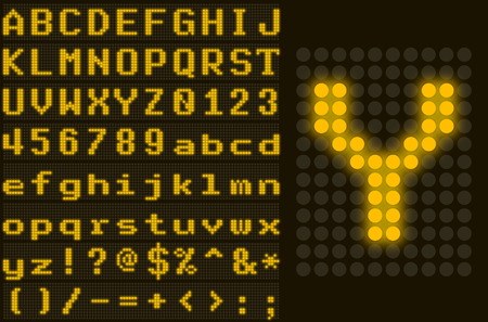Yellow monospace dotted LED display letter setのイラスト素材