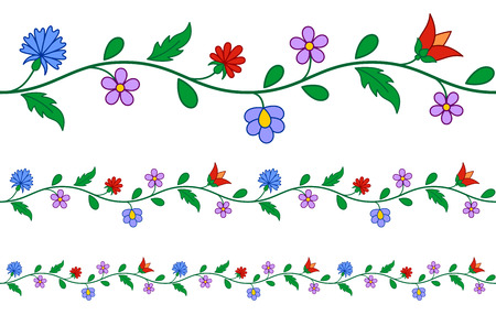 Horizontally seamless Hungarian embroidery floral patternのイラスト素材