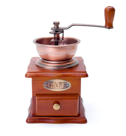 Old fashioned manual coffee grinder made of woodの写真素材