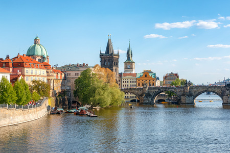 Charles bridge on Vltava river, Prague, Czech Republic, 2016