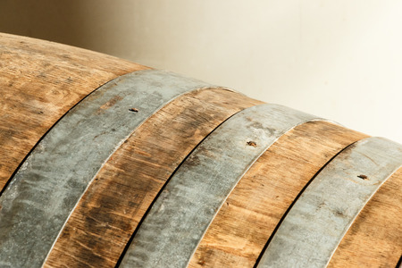 Close view of an oak barrel staves and rings