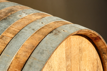 Close view of an oak barrel staves and rings