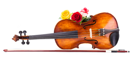 Romantic picture with violin and rosesの写真素材
