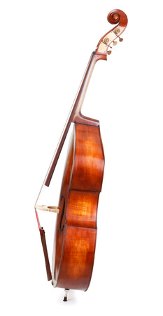 Side view of a double bass on white backgroundの写真素材