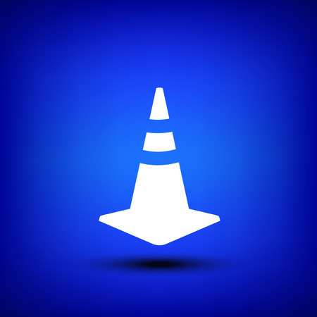 White traffic cone isolate on blue backgroundのイラスト素材
