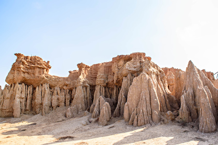 Sao Din Na Noi is a soil formation into strange shapes, Nan, Thailandの写真素材
