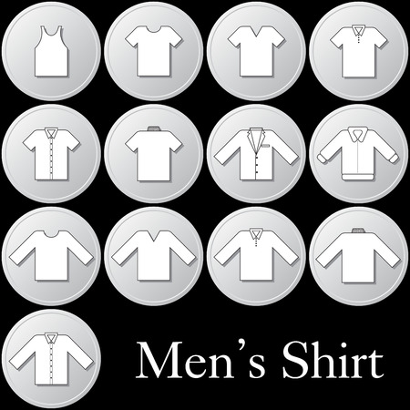 Men shirt icon set white on blackのイラスト素材