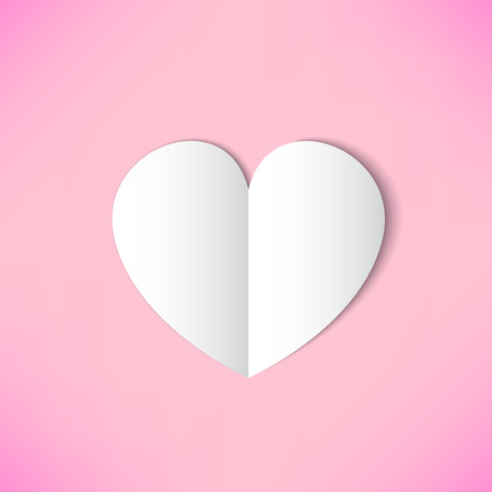 White paper heart on pink backgroundのイラスト素材