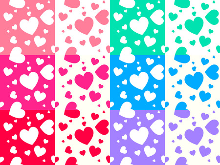Colorful heart pattern on white background cute styleのイラスト素材