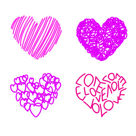 Four Hand Drawing Heartsのイラスト素材