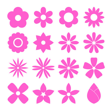 Icon Set of Flower White Background Vector Illustrationのイラスト素材