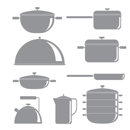 Kitchen Tools Silhouette Icons Set Vector Illustrationのイラスト素材