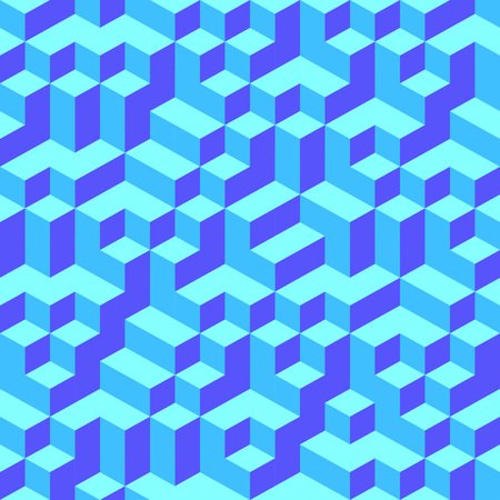 Blue Geometric Volume Seamless Pattern Background Vector Illustrationのイラスト素材