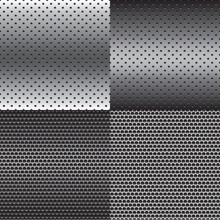 Metal Texture Background Set in Four Style Vector Illustrationのイラスト素材