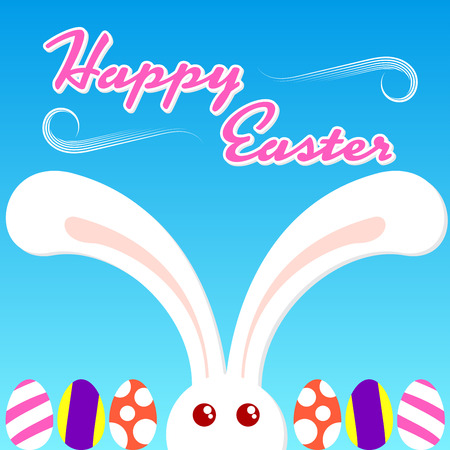 Happy Easter Cute Bunny and Egg Vector Illustrationのイラスト素材