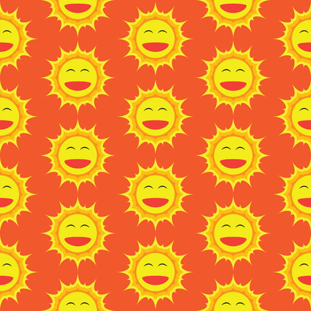 Happy Sun Cartoon Seamless Pattern Vector Illustrationのイラスト素材