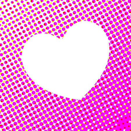 White Heart on Pink Spot Abstract Color Halftone Vector Illustrationのイラスト素材