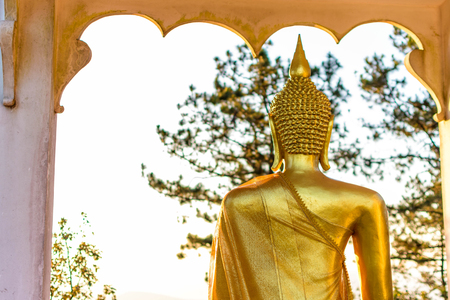 Back of Golden Buddha Statue at Phu Ruea National Park Thailandの写真素材