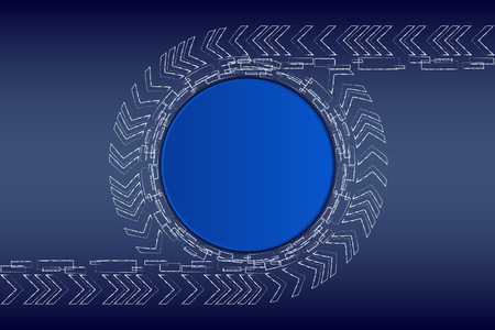 White Chalk Technology Circle Arrow on Blue Background Vector Illustrationのイラスト素材