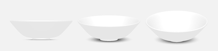 White Bowl 3D Vector Isolated 3 Action, Vector Illustrationのイラスト素材