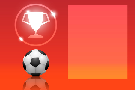 Trophy Soccer Football Template with Copy Space on Red Background. Use for Score Table or Scoreboard on Website or TV.のイラスト素材