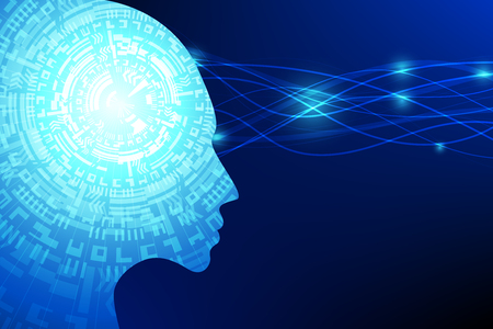 Ai Artificial Intelligence Future Technology Blue Background Vector Illustrationのイラスト素材