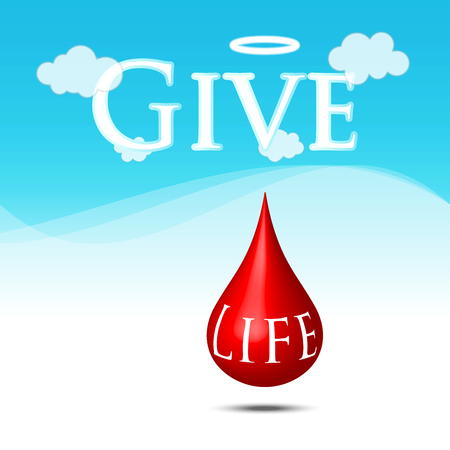 Blood Donate for Life, Give Blood for Save People. Vector Illustration with blood drop.のイラスト素材