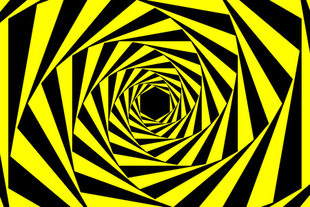 Black Yellow Warning Spiral Tunnel Abstract Background Vector Illustrationのイラスト素材