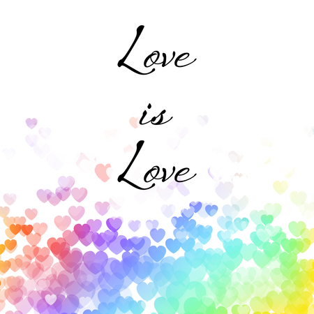 Love is Love on Colorful Heart Background Vector Illustrationのイラスト素材