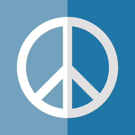 Flat Logo Peace Day White on Blue Vector Illustrationのイラスト素材