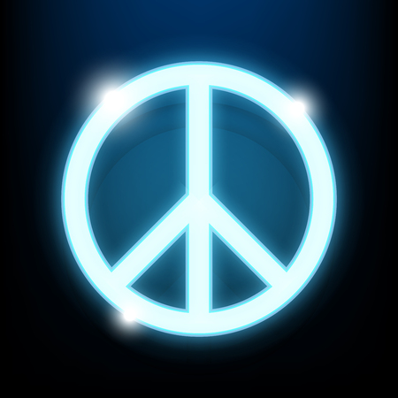 Peace Day Logo Blue Neon Light Vector Illustrationのイラスト素材