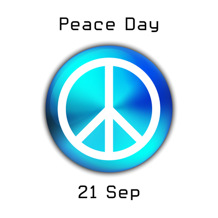 Peace Day Logo on Blue Button Click for Peace World Vector Illustrationのイラスト素材