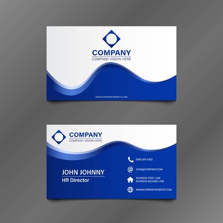 White Blue Wave Business Card Vector Illustrationのイラスト素材