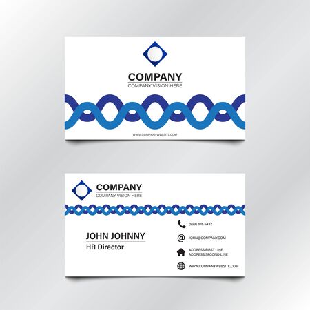 White Blue Wave Business Card Vector Illustrationのイラスト素材