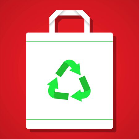 White Reuse Bag on Red Background Vector Illustrationのイラスト素材