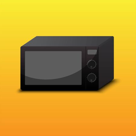 Isolated Black Microwave on Orange Background Vector Illustrationのイラスト素材