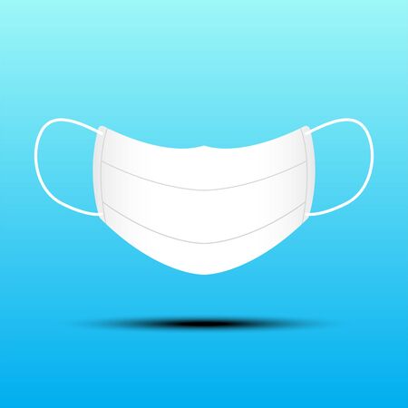 Isolated White Surgical Mask on Blue Background Vector Illustrationのイラスト素材